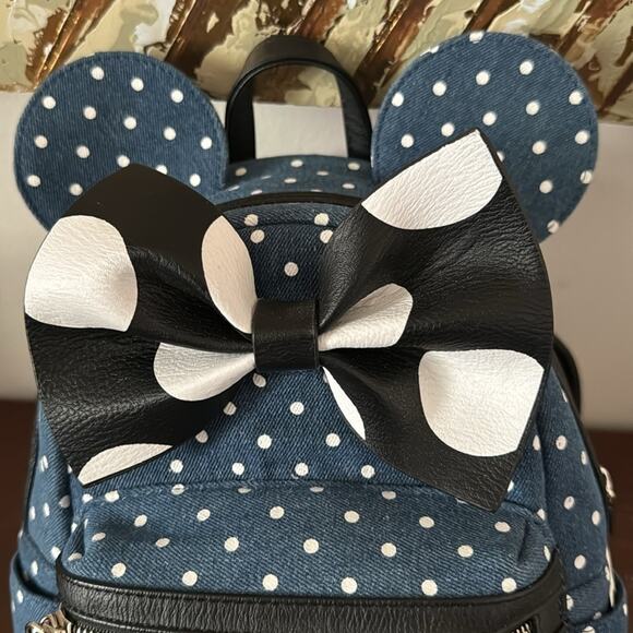 Disney LoungeFly | Minnie Mouse Demin Polka Dot NWOT - Picture 4 of 9